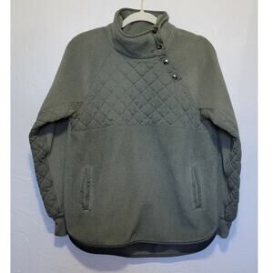 Abercrombie & Fitch Girls Medium Olive Green Quilted Fleece Pullover Sweatshirt